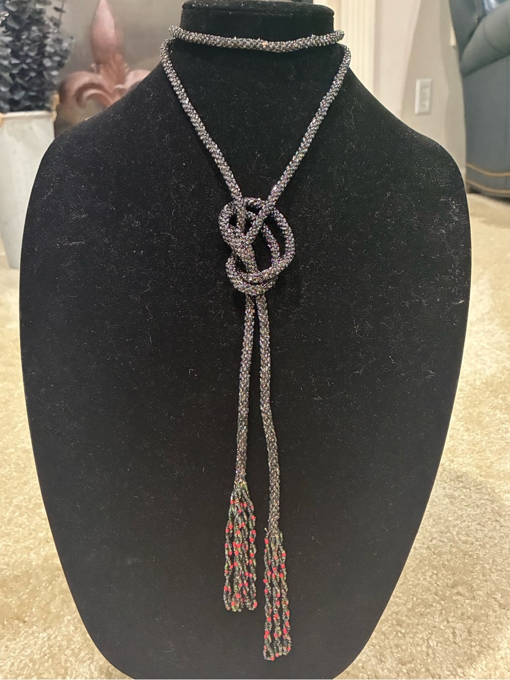 Antique Art Deco Flapper Sautoir Seed Bead Necklace